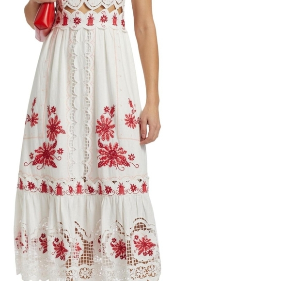 Farm Rio Richelieu Linen Midi Dress - Picture 2 of 12